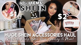 HUGE SHEIN ACCESSORIES HAUL 2023  40 ITEMS  Beauty Nails Home Decor Phone Accessories  MORE [upl. by Yenduhc]