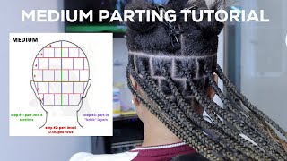 Medium Box Braid Parting Tutorial ROWBYROW  BeginnerFriendly [upl. by Gnaig]