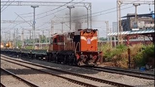 Kyn  Cla Derated Wdg3a With Flat Bed Wagons Skipping Diva Jn indianrailway wdg3a shorts [upl. by Enyal]