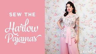 Easy Harlow Pajamas Sewing Tutorial from Charm Patterns by Gertie FREE Beginner Sewing Pattern [upl. by Sonafets]