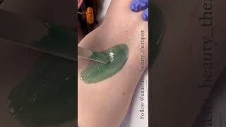 Professional under arm waxing short hair hard wax esthetician waxing estheticianlife [upl. by Ecnerol37]