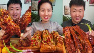 ASMR Chinese Food Mukbang Braised leg of lamb  Pork belly and chili sauce  mukbang trung quoc [upl. by Baram]