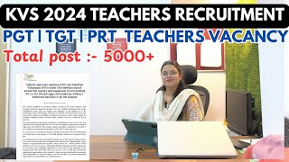 KVS NEW PERMANENT TEACHERS RECRUITMENT 2024  KVS TEACHERS VACANCY 2024  KVS PGT TGT PRT VACANCY [upl. by Hallett]