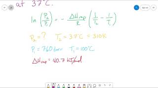 CHEMISTRY 201 Calculating Boiling Point Using Clausius Clapeyron Equation [upl. by Ydasahc]