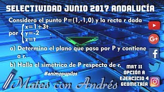 Selectividad Pau Andalucía Junio 2017 Matemáticas II – Geometría en el espacio [upl. by Tekcirc]