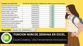 FUNCION NUMDESEMANA EN EXCEL [upl. by Anaert]