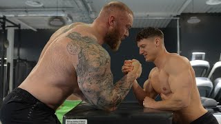 Arm Wrestling the WORLDS STRONGEST MAN ft The Mountain Hafthor Bjornsson [upl. by Kurtzig]