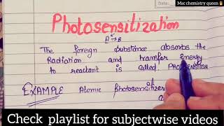 photosensitization hindi🔥 sem4  photochemistry important topic  Msc chemistry [upl. by Irfan]