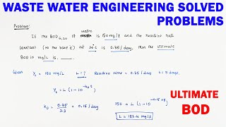 BOD and Ultimate BOD  BOD problem  how to calculate ultimate BOD  BOD of waste water  sewage BOD [upl. by Gayle]