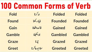 100 Forms of Verbs with Urdu Meaning  1000 Verb Forms in Urdu  Basic English to Urdu Vocabulary [upl. by Aisatal]