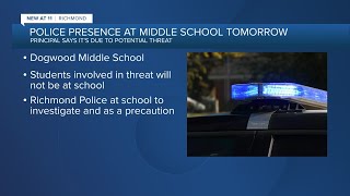 Richmond middle school to have increased police presence following potential threat [upl. by Gypsie783]