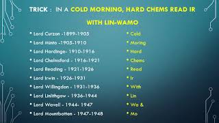 TRICK TO REMEMBER Names of Viceroys in chronological order UPSC Prelims [upl. by Alilak251]