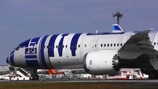 4K激撮スターウオーズ STAR WARS R2D2 ANA JET Take off☆NARITA RWY34L [upl. by Macleod]