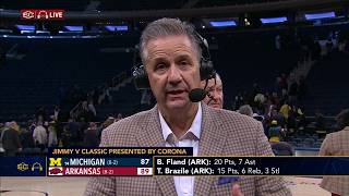 John Calipari reacts to Arkansas upsetting No 14 Michigan  SC with SVP [upl. by Anined]