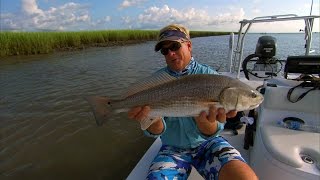 Charleston South Carolina Fishing for Oyster Bar Redfish and Floodtide [upl. by Nosrac]