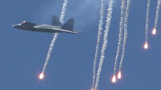 Must Watch F22 Maneuvers with Flares Cut [upl. by Sivram393]