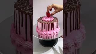 Delicious😋chocolate dripping Cake with strawberry🍓topping cake shortsfeed trending [upl. by Agatha]