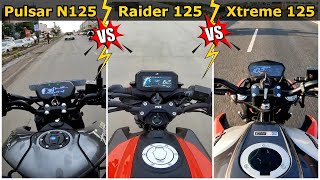 125CC Bike Comparison Video  Bajaj Pulsar N125 vs TVS Raider 125 vs Hero Xtreme 125R [upl. by Yssenhguahs746]