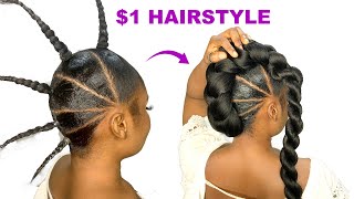 😱I’M SO SHOOK😳 1 Hairstyle Using Braid Extension [upl. by Burrow227]