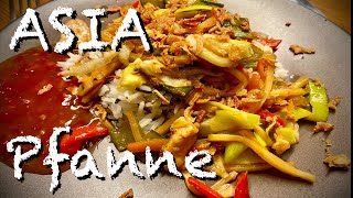 Asia Pfanne Rezept mit Hähnchenbrust amp Reis selber machen Wokgericht [upl. by Mundt541]