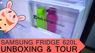 Samsung Fridge 620L RT53K6271BS unboxing amp tour ASMR [upl. by Lathrop]