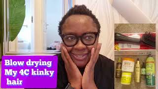 How to SAFELY Blow Dry 4C THICKKINKY NATURAL HAIR Reduced Breakage afro 4cnaturalhaircare [upl. by Fulvi]