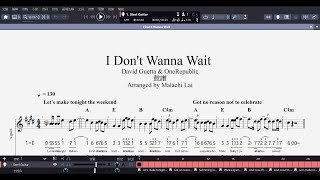 鼓譜 amp 和弦單音譜《I Dont Wanna Wait》David Guetta amp OneRepublic Drum Sheet Music [upl. by Federica]