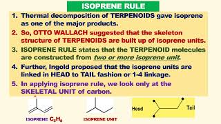 ISOPRENE RULE TERPENOIDS CONsists of 2  MORE ISOPRENE UNITs linked in HEAD to TAIL CLASSIFICATION [upl. by Hgielah157]