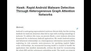 Hawk Rapid Android Malware Detection Through Heterogeneous Graph Attention Networks [upl. by Ecirtram]