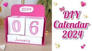 DIY Calendar 2024  How To Make Cute Desk Calendar For New Year  DIY  Paper Table Calendar [upl. by Ahsiekram180]