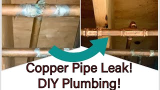 How To Fix Copper water Pipe Leak DIY Plumbing  Basement Water Pipe Leaking fix [upl. by Tse]