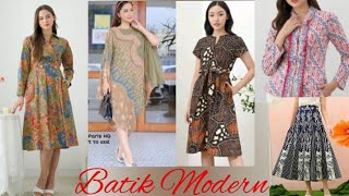 39 MODEL BAJU BATIK TUNIK BATIK KAFTAN BATIK DAN MOTIF KAIN BATIK [upl. by Refannej]