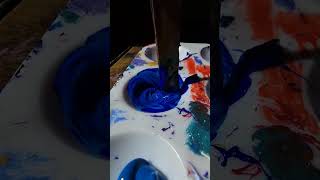 Mixing Cerulean blue and Ultramarine blue acrylic paint mixing mix blue oddlysatisfying [upl. by Esinaj]