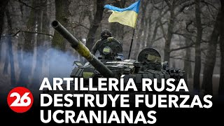 GUERRA RUSIAUCRANIA  Artillería rusa destruye fuerzas ucranianas en Bajmut [upl. by Aliuqaj829]