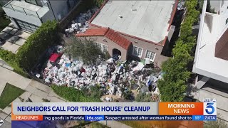 Residents continue calling for action over Los Angeles trash house [upl. by Ruperta]