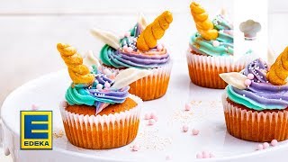 Einhorn Cupcakes selber machen  KindergeburtstagIdee zum Nachbacken EDEKA [upl. by Hickey]