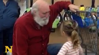 Little girl mistakes old man for Santa Claus and he adorably plays along ❤️ [upl. by Esdnyl108]