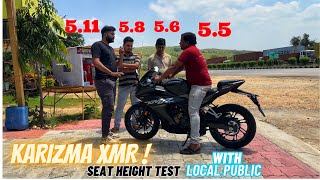 New Karizma XMR 210 Seat Height Test With Local Public [upl. by Bartie738]