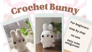 How to crochet Miffy inspired small plush bunny Easy slow step by step tutorial Beginner friendly [upl. by Eeima]