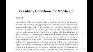 Feasibility Conditions for Mobile LiFi [upl. by Aseefan362]