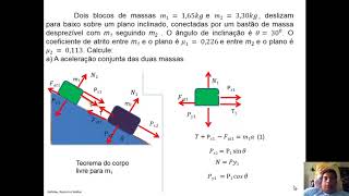 Dois blocos de massas 𝑚1  165𝑘𝑔 e 𝑚2  330𝑘𝑔 deslizam para baixo sobre um plano inclinado [upl. by Sallyanne534]