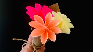 Origami flower  Bouquet  Sticky note origami Origami with sticky notes Origami easy DIY Crafts [upl. by Retsim]