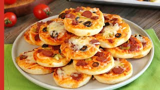 Super Easy PIZZA BITES 🍕  The Best Mini Pizza Recipe With Homemade Pizza Dough [upl. by Aiekram]