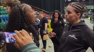 SAVANNAH MARSHALL amp CLARESSA SHIELDS BUMP INTO EACH OTHER AFTER MMA PRO DEBUT STOPPAGE WIN [upl. by Albertine564]