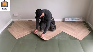 How to Install Herringbone Laminate Flooring  Sideways [upl. by Ferna]