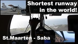 StMaarten to Saba  Winair Twin Otter  Flight Report  Cockpit view [upl. by Euqitsym]