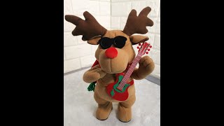 Vintage Littlewoods Christmas Animated Singing Reindeer 12quot Plush Working [upl. by Gould107]