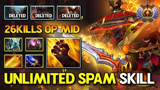 WTF 26KILLS OP MID Ember Spirit Aghs Scepter  Octarine Core Build Unlimited Spam Skill 736c DotA 2 [upl. by Tsiuqram512]