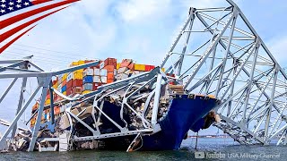 56Day Timeline for Container Ship Moved from Key Bridge Collapse Site [upl. by Ardnuhsed]