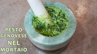 PESTO GENOVESE CON MORTAIO RICETTA ORIGINALE FATTA A MANO  FoodVlogger [upl. by Iclek]